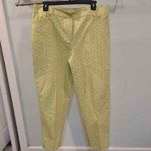 Talbots Yellow Geometric-Print Womens Dress Pants